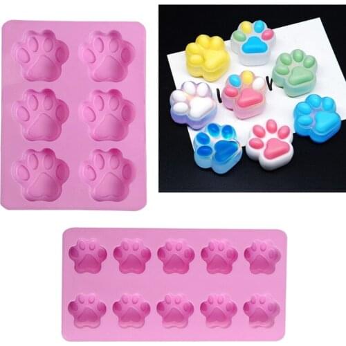 Cat Paw Footprint Mold Reusable Candy Silicone Tray Easy to Clean Suitable for Microwave Oven, Refrigerator, Oven