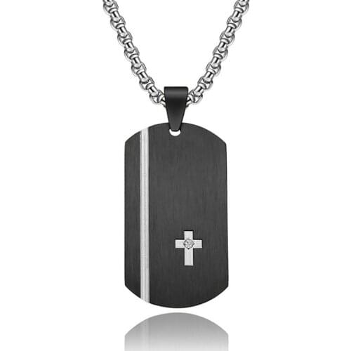 Stainless Steel Gold Black Dog Tag Pendant Necklace Men Women Fashion Jewelry Gift with Chain