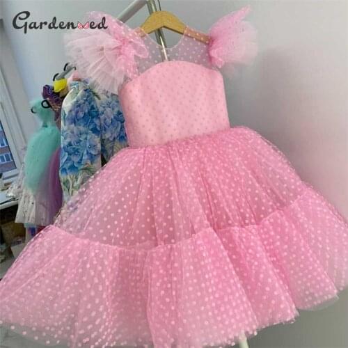 Gardenwed Pleated Ruched Flower Girl Dresses Tiered puffy Girl Princess Dress for girls Birthday Dress children dresses