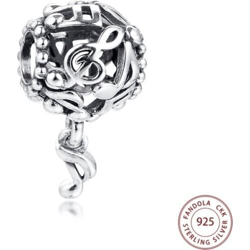 Fits Pandora Charm Bracelet 925 Sterling Silver Openwork Music Notes Charms Beads Women DIY Jewelry Making Berloques 2020