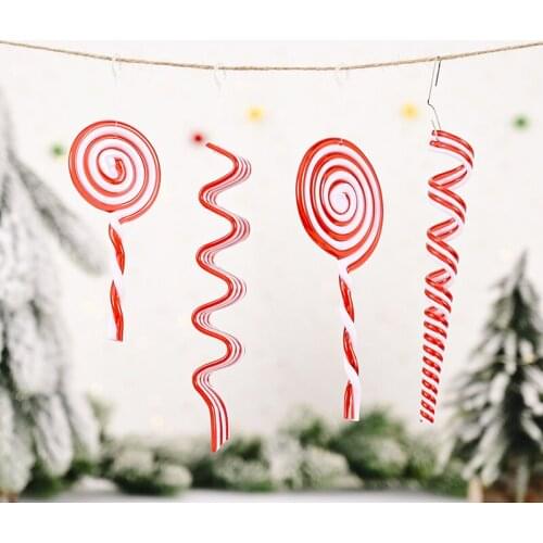 Christmas Tree Pendant Cute Plastic Lollipop Ornaments Hanging Decor for Family Christmas Decoration Home