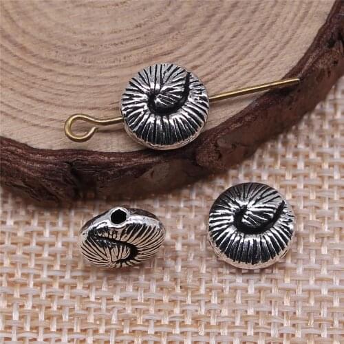 Handmade Pendants For Jewelry Accessories 20pcs Conch Small Hole Beads 10x10mm Antique Silver Plated
