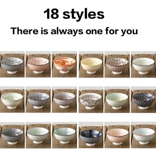 Nordic machine-printed under-glazed ceramic tableware Japanese creative 4.5-inch high-foot anti-scald soup bowl millet rice bowl