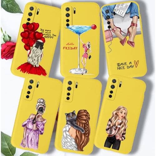 For Huawei P40 Lite E Y7P Y5P Y8P Y6S Y9S Y7A Y6 P Smart 2021 2019 Honor 9A 9C 9S 9X 8A Prime Pro 2020 Case Cover Silicone Girl