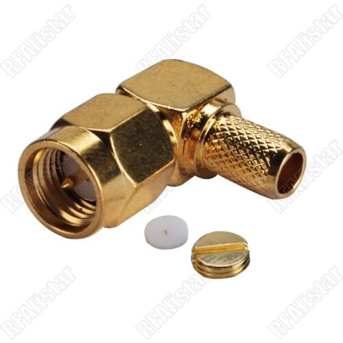 SMA Male Plug Right Angle Crimp For RG58 RG142 RG400 LMR195 Cable Connector