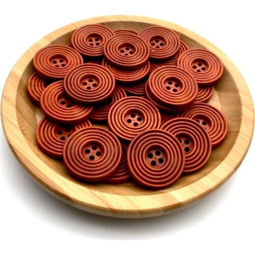 20PCS 28mm Light Red Big Round Spiral Wooden Buttons 4 Holes Sewing Scrapbooking Crafts Clothes Handmade Wood Button SC022-03