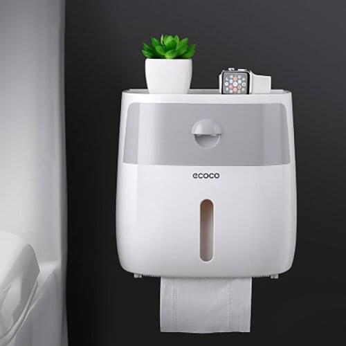 Wonderlife Double Layer Toilet Paper Holder Waterproof Storage Box Wall Mounted Toilet Roll Dispenser Portable Storage Shelf