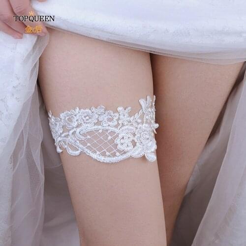 TOPQUEEN Wholesale Women Girl Princess Cosplay Wedding Party Bridal Lace Floral Blue Leg Ring Loop Stocking Garter Belt TH03