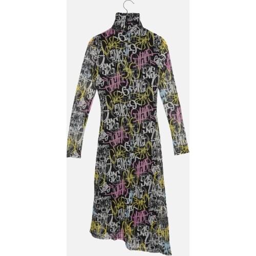 Trendyol Upright Collar Printed Gauze Knitted Dress TWOAW22EL0727