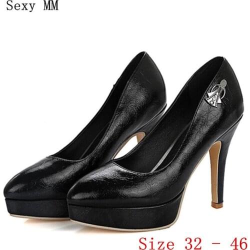 Platform Pumps Women High Heel Shoes Woman Thin High Heels Party Wedding Shoes Ladies Kitten Heels Small Plus Size 32 - 46