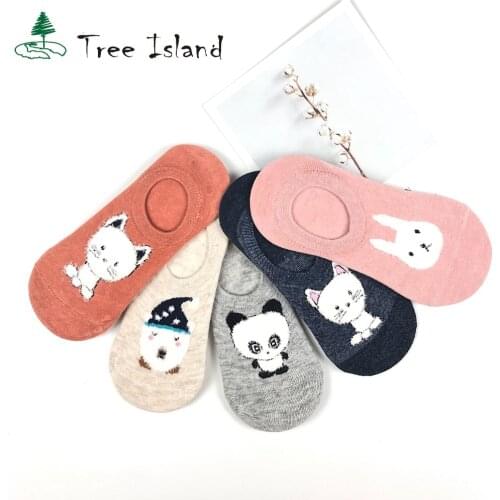 New Women Candy Colorsock Cute Animal Cartoon Cotton Female boat Socks Simple Cat Panda Rabbit Short socks