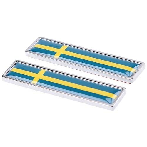 1 Pair Swedish Flag Auto Emblem Badge Motorcycle Decals Fairing Metal Stickers Car Accessories