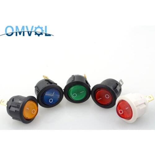 1PCS on off 3 pins round rocker switch with 220V lamp