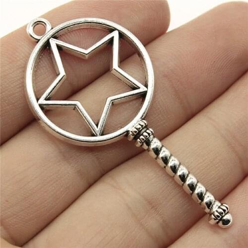 10Pcs 55x25mm Magic Wand Epoxy Alloy Frame Charms DIY Jewelry Findings For Jewelry Making Antique Silver Color Alloy Charms