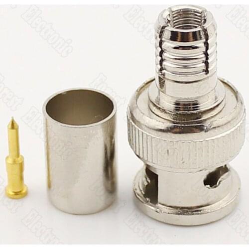 10pcs/lot BNC Cold Pressing Connector Q9 Head Monitoring Video Cable Extrusion Connector Three Pieces 75-5