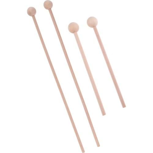 2 Pairs Wooden Mallets Percussion Sticks for Glockenspiel Xylophone Chime Bell Woodblock Non-toxic