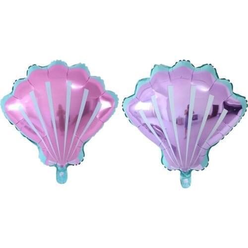 50pcs New Pink purple hawaii shell foil balloons princess Birthday Party Baby Shower Decorations Party Supplies sea animal Toys