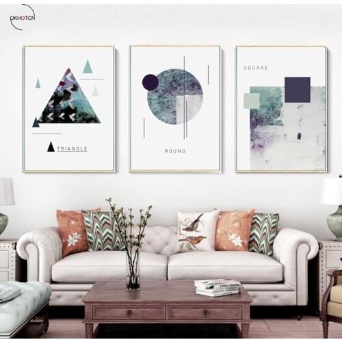 Abstract Circle Fantastic Triangle Image Painting On Canvas Art Wall Picture Printed Unframed Poster Living Room Decor