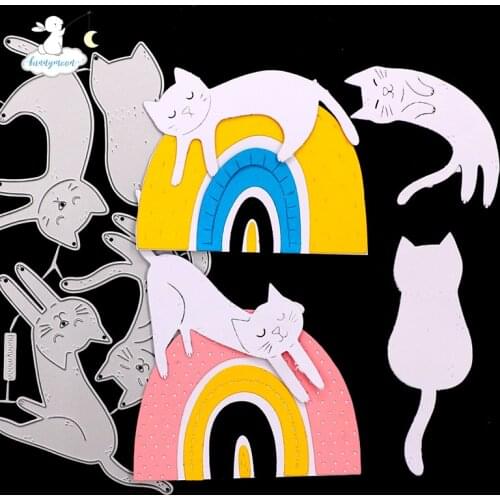 Bunnymoon 2020 Rainbow cat Metal Cutting Dies 3D DIY Scrapbooking Carbon Sharp Craft Die Photo Invitation Cards Decoration