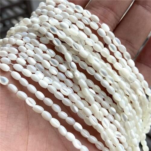 Natural Rice Mother of Pearl Shell Bead Water Drop Oval Shape Shell Charms For Jewelry Making DIY Necklace Bracelet Supply Craft