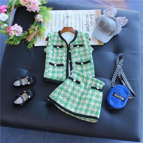 Baby Girl Clothing Sets 2019 Autumn New Toddler Girl Plaid Vests+Skirts 2pcs Sets princess Girl Outfits clothes set 2-6Y #0072