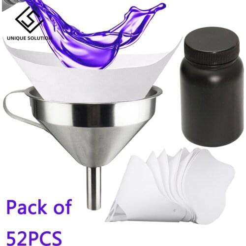 52PCS 3D Printer Resin Filter Funnel Durable Stainless Steel Disposable Paper Strainer Resin Empty Bottle SLA/DLP