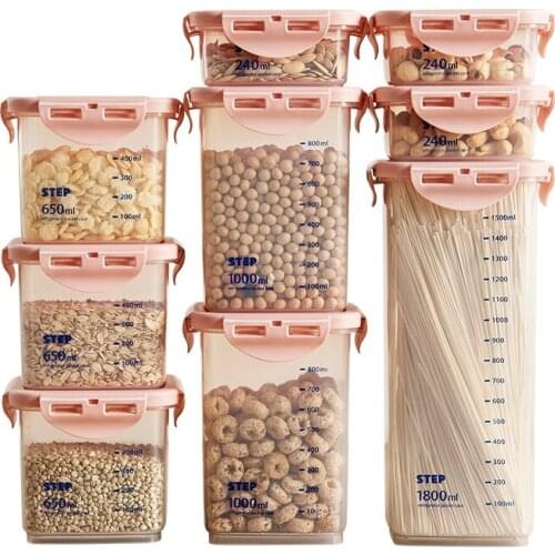 7/9PCS Kitchen Sealed Cans Refrigerators Fresh-Keeping Boxes Plastics Food Container With Lids Moisture-Proof Jars