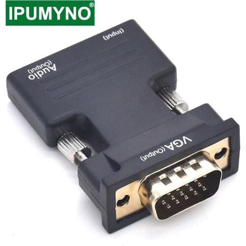 HDMI-Compatible To VGA Adapter HD TV PC Aux Jack 3.5 Video Audio Converter Mini Projector Television Monitor Projetor Connector