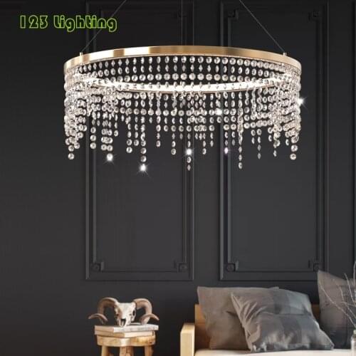 Crystal LED Pendant Lights Parlor Hotel Room Restaurant Pendant Lamps Cord Adjustable Indoor Decoration Lighting Fixtures