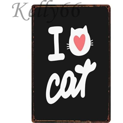 [ Kelly66 ] I Love Cat pumpkin Cat Metal Sign Tin Poster Home Decor Bar Wall Art Painting 20*30 CM Size y-1785