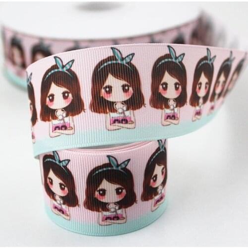 16/22/25/38/75mm pretty girl printed grosgrain rainbow ribbon 10/25/50 yards DIY bows wedding party decoractive ribbons