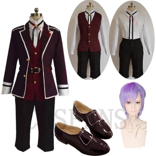DIABOLIK LOVERS Kanato Sakamaki Cosplay Costume Uniform Outfit Daily Suit Halloween Party Costumes Adult Custom Made Wig shoes