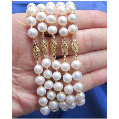 High BEAUTIFUL NATURAL ROUND 8-9MM SOUTH SEA GENUINE PINK PEARL BRACELET