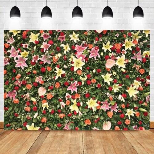 Laeacco Blooming Flowers Green Leaves Wedding Stage Party Baby Child Photography Background Photographic Backdrop Photo Studio