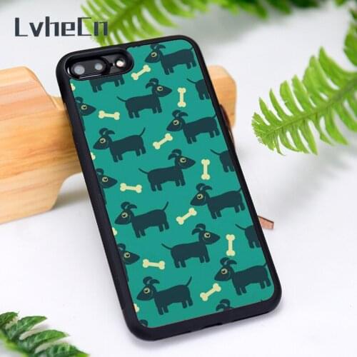 LvheCn Silicone Rubber Phone Case Cover for iPhone 6 6S 7 8 Plus X XS XR 11 12 Mini Pro Max Dog Bone Pattern