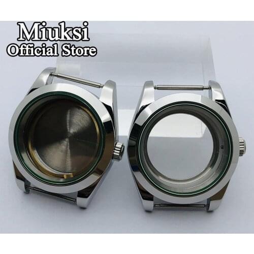 Miuksi 40mm sapphire glass silver polished sterile case fit NH35 NH36 ETA2836 Mingzhu DG2813 3804 Miyota 8205 8215 821A movement