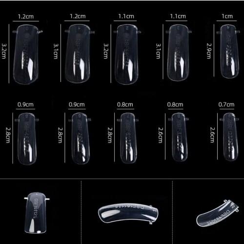 100pcs/box False Nail Art Tips Acrylic UV Gel Manicure Tip ABS Full Cover Clear Nail French Fake Tips 10 Sizes False Nail Tips