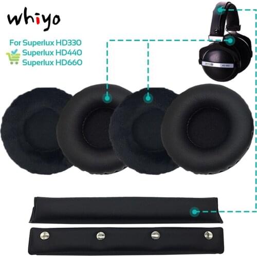 Whiyo Replacement EarPads Headband for Superlux HD330 HD660 HD669 HD 330 660 669 Headset Cushion Cover Bumper Pads