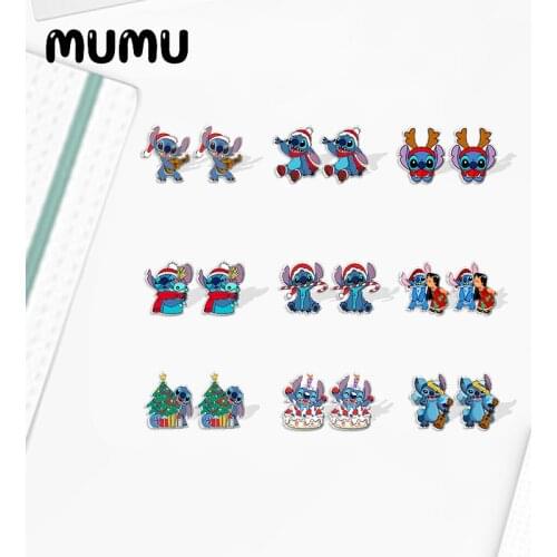 2021 New Christmas Stitch Stud Earring Lovely Epoxy Jewelry Resin Acrylic Earrings Handmade Gifts Girl