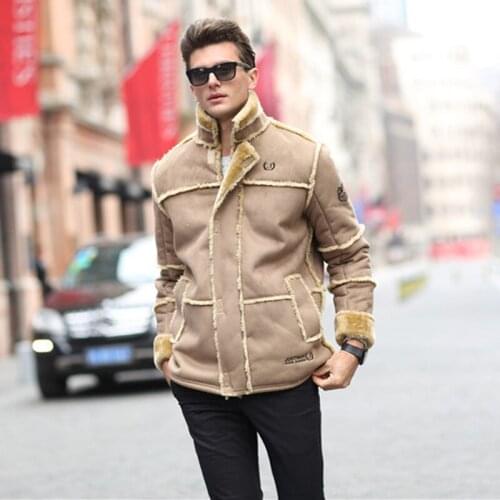 New Arrivals 2018 Mens Fur Lined Leather Jacket and Coats Plus Size XXL Cool Fashion Winter Mens Fur Coat Velvet Streetwear A008