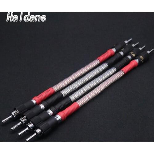 Haldane Speaker Jumper Link 7N Sliver Plated Speaker Jumper Cable BiWire for Speakers 4x 20cm With Rhodium Plated Banana plug