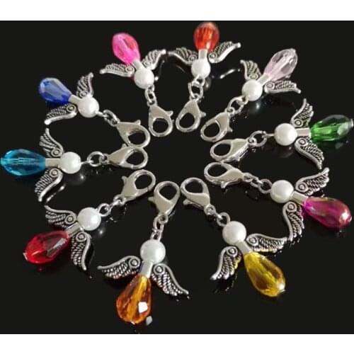 10PCs Handmade Colorful Charm Glass Guardian Angel Wings Diy Pendant For Jewelry Making