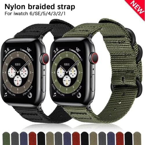 Nylon Canvas Strap For Apple Watch Band 44mm 40mm 42mm 38mm 44 mm Sport Smartwatch Wristband Belt Bracelet For iWatch 3 4 5 6 SE