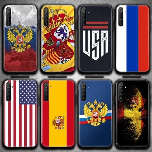 Russia Spain United States America Flag Phone Case For OPPO Realme 6 Pro Realme C3 5 Pro C2 RENO2-Z A11X XT