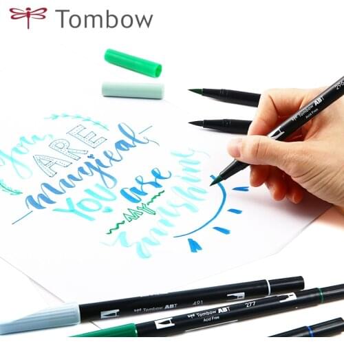 1pc Tombow ABT Brush Pen Dual Head Art Drawing Supplies Water Based Ink Washable for Brush Lettering Graffiti Painting
