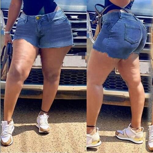 Blue Jeans Shorts Women Summer Fashion Slim High Waist Booty Shorts Feminino Skinny Plus Size Short Pants