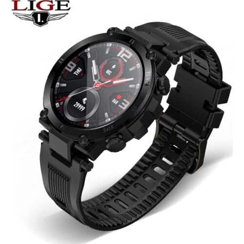 LIGE New Men Full Touch Screen Smart Watch IP68 Waterproof support HR/BP Fitness Tracker Sports smart watch Men for IOS Android
