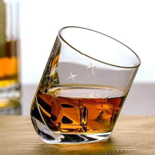 Tilt Whisky Glass Cup 200-300ml Lead-Free Crystal Cup Personality Vodka Bar Family Wine Cut Liqueur Scotland Spirits Drinkware