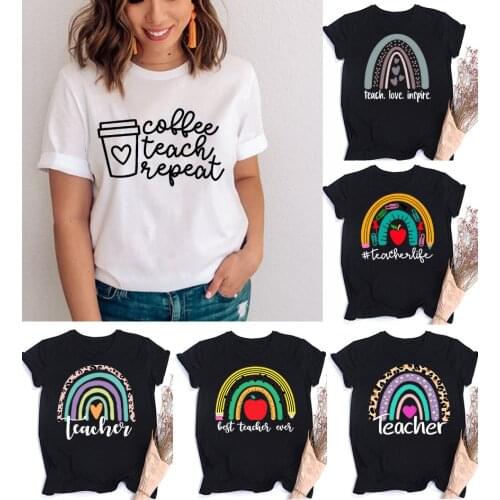 Teacher life Print Women Teacher coffee Slogan T-shirt Gift Aesthetic Vintage Tops Female Casual Tees Clothes Ropa De Mujer