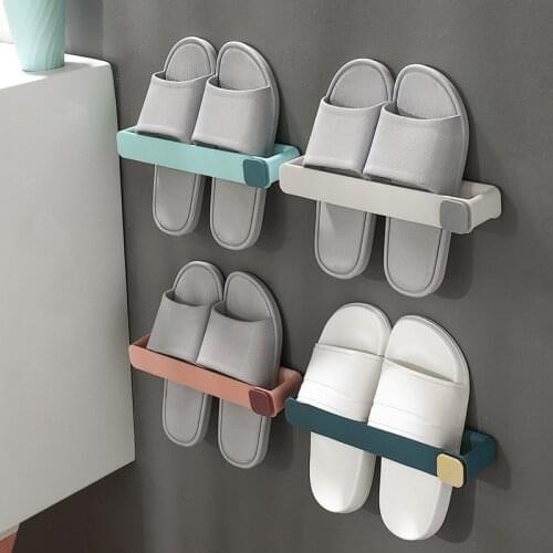 Cozy Wall Mounted Slippers DrainShoe Rack Foldable Shoes Hanger Storage Rack Shelf Towel Hanging Holder Bathroom Organizer